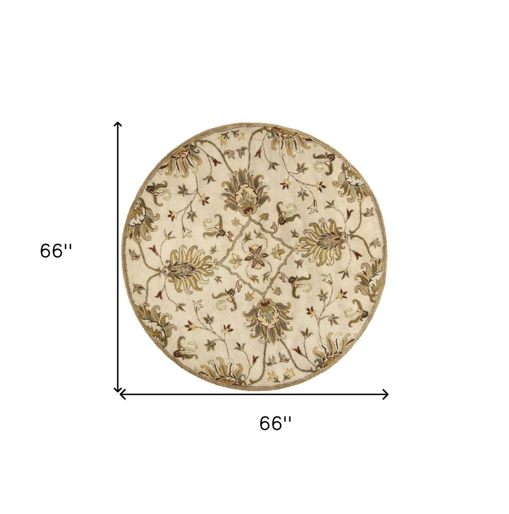 8' X 11' Champagne Red And Brown Wool Floral Medallion Hand Tufted Area Rug