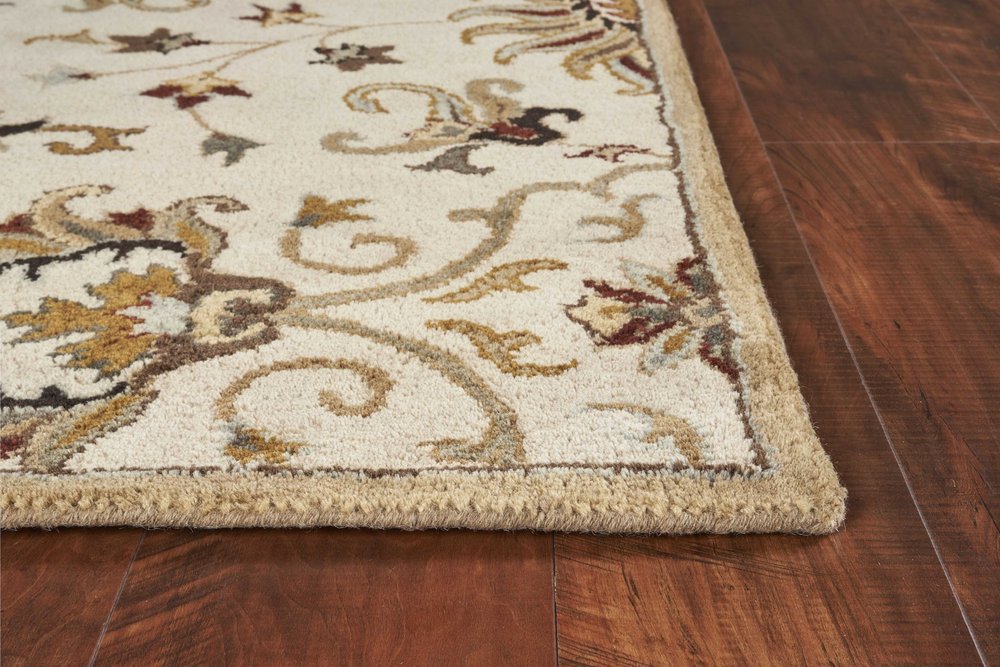 8' X 11' Champagne Red And Brown Wool Floral Medallion Hand Tufted Area Rug