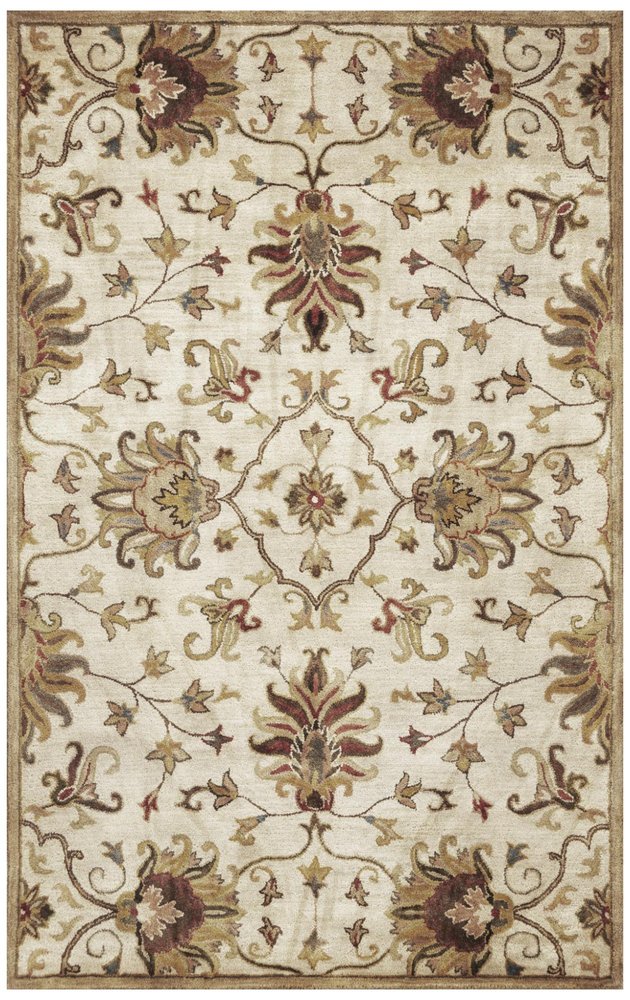 8' X 11' Champagne Red And Brown Wool Floral Medallion Hand Tufted Area Rug