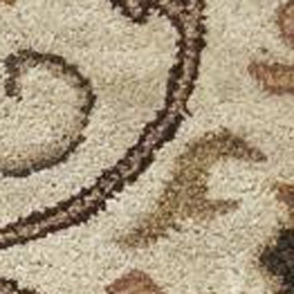 8' X 11' Champagne Red And Brown Wool Floral Medallion Hand Tufted Area Rug