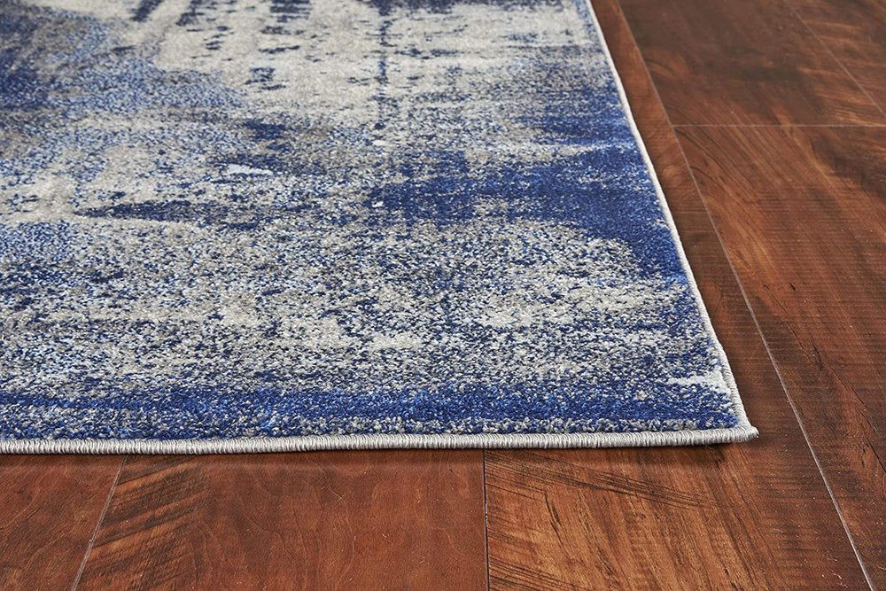 5' X 7' Blue Ivory And Gray Abstract Area Rug