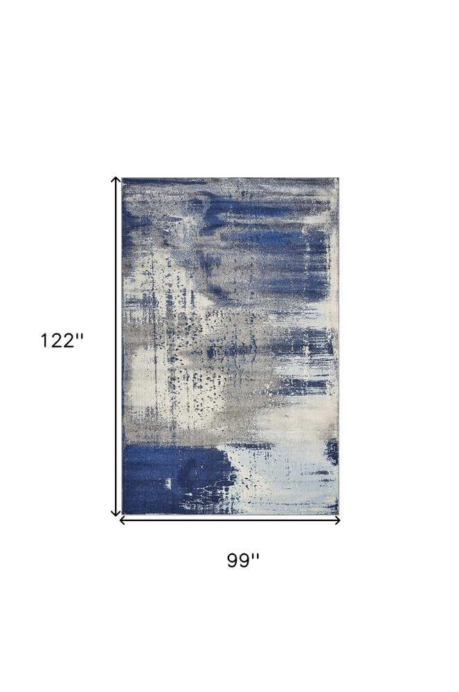 5' X 7' Blue Ivory And Gray Abstract Area Rug