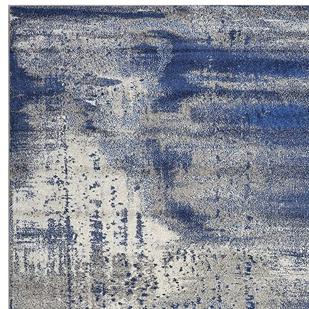 5' X 7' Blue Ivory And Gray Abstract Area Rug