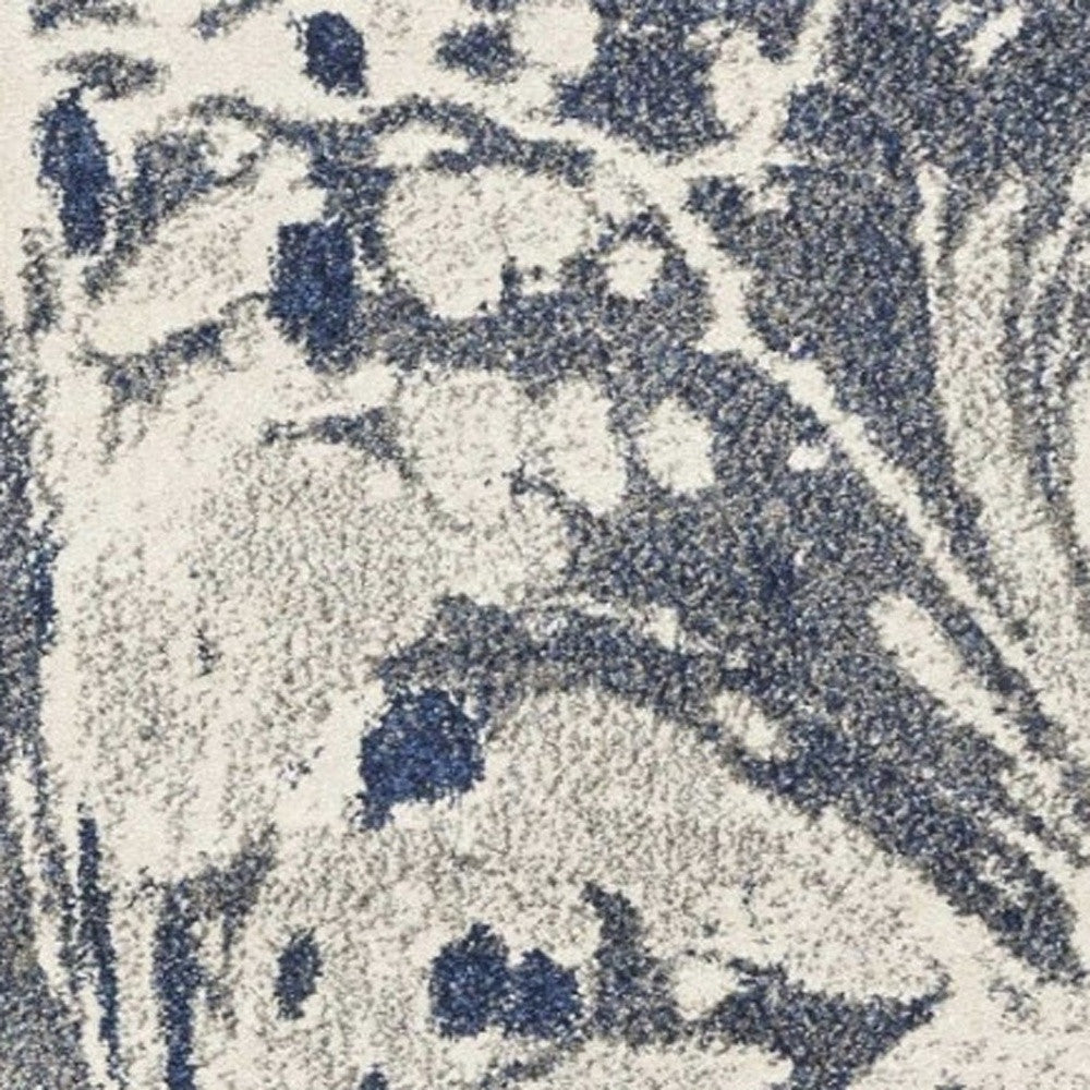 5' X 8' Blue Gray And Ivory Abstract Area Rug
