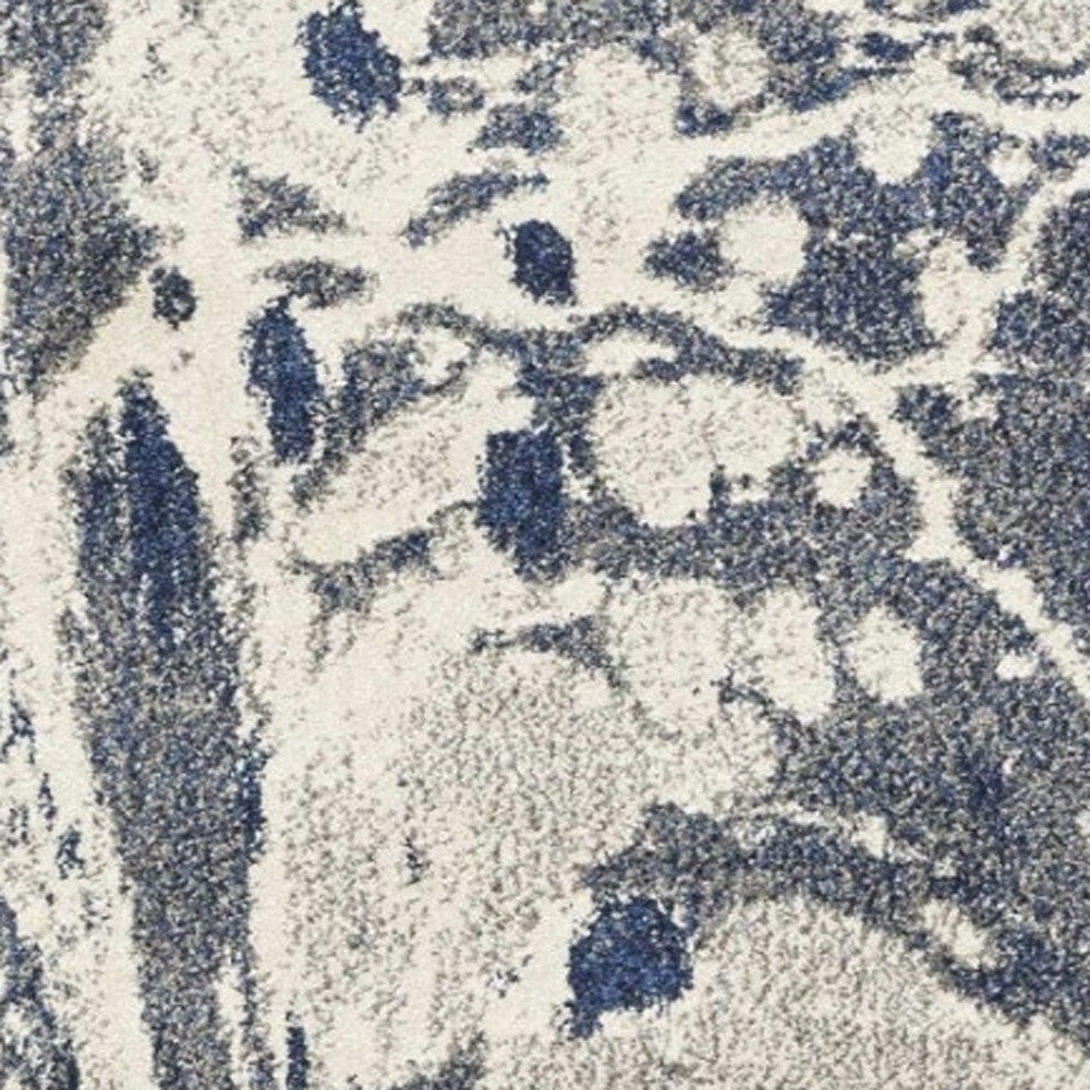 5' X 8' Blue Gray And Ivory Abstract Area Rug