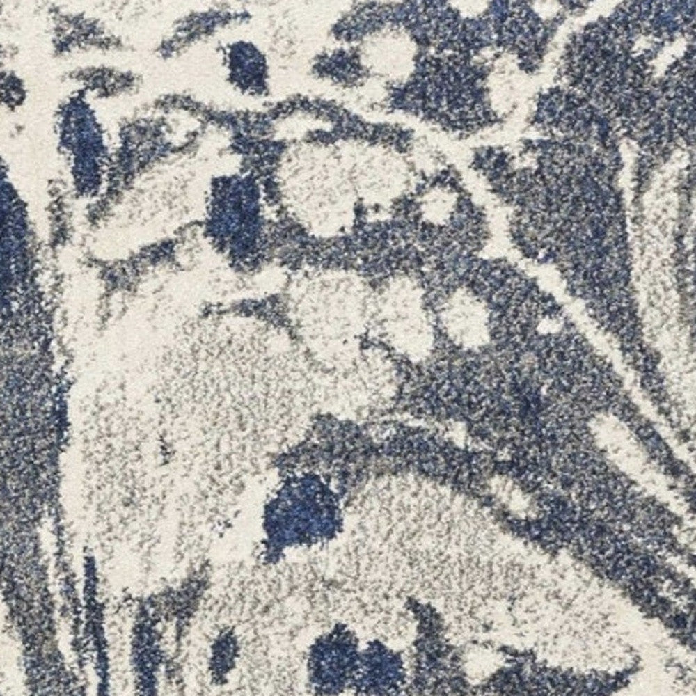 5' X 8' Blue Gray And Ivory Abstract Area Rug