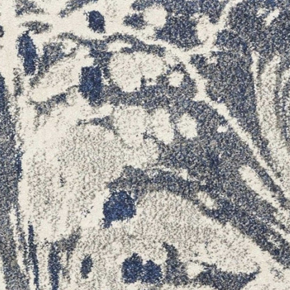 5' X 8' Blue Gray And Ivory Abstract Area Rug