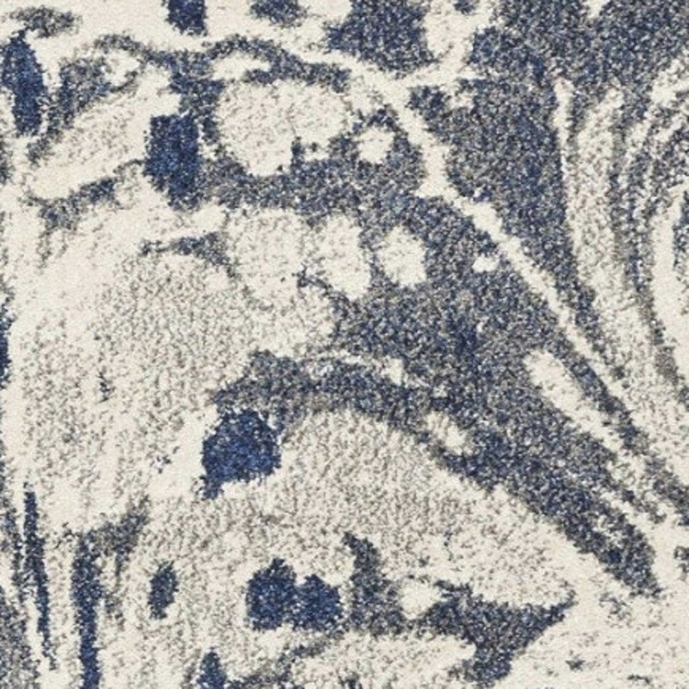 5' X 8' Blue Gray And Ivory Abstract Area Rug