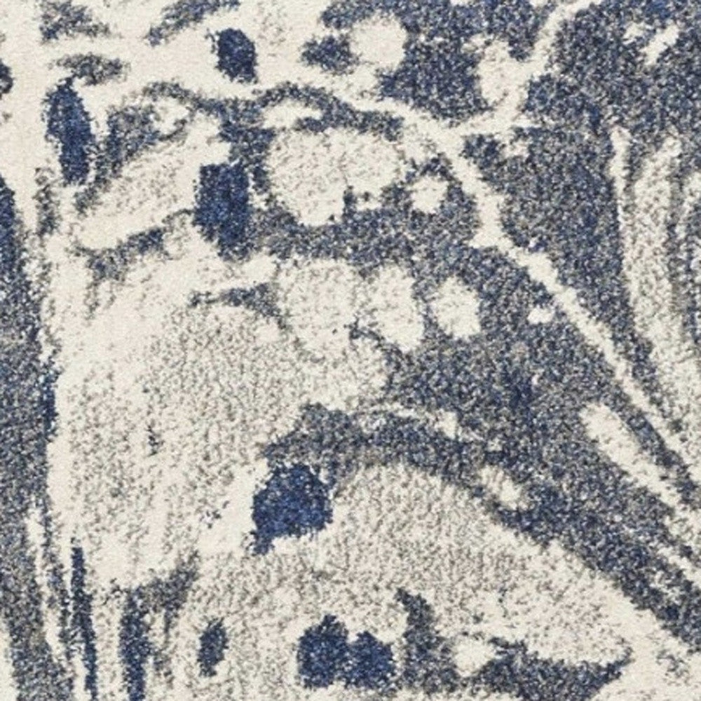 5' X 8' Blue Gray And Ivory Abstract Area Rug