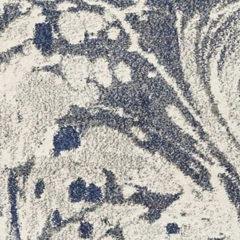 5' X 8' Blue Gray And Ivory Abstract Area Rug