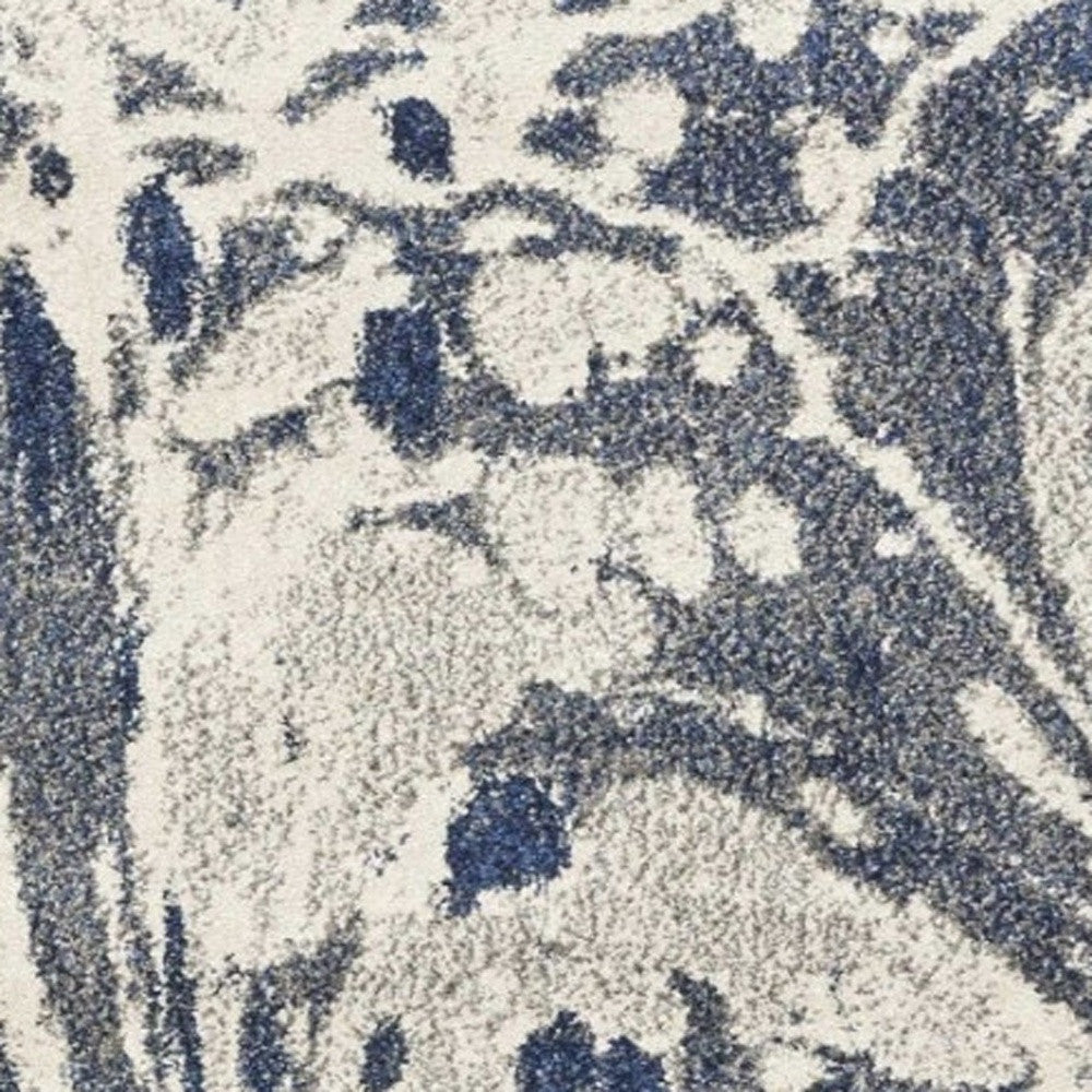 5' X 8' Blue Gray And Ivory Abstract Area Rug