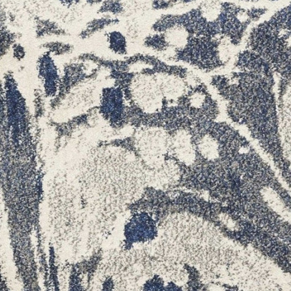 5' X 8' Blue Gray And Ivory Abstract Area Rug