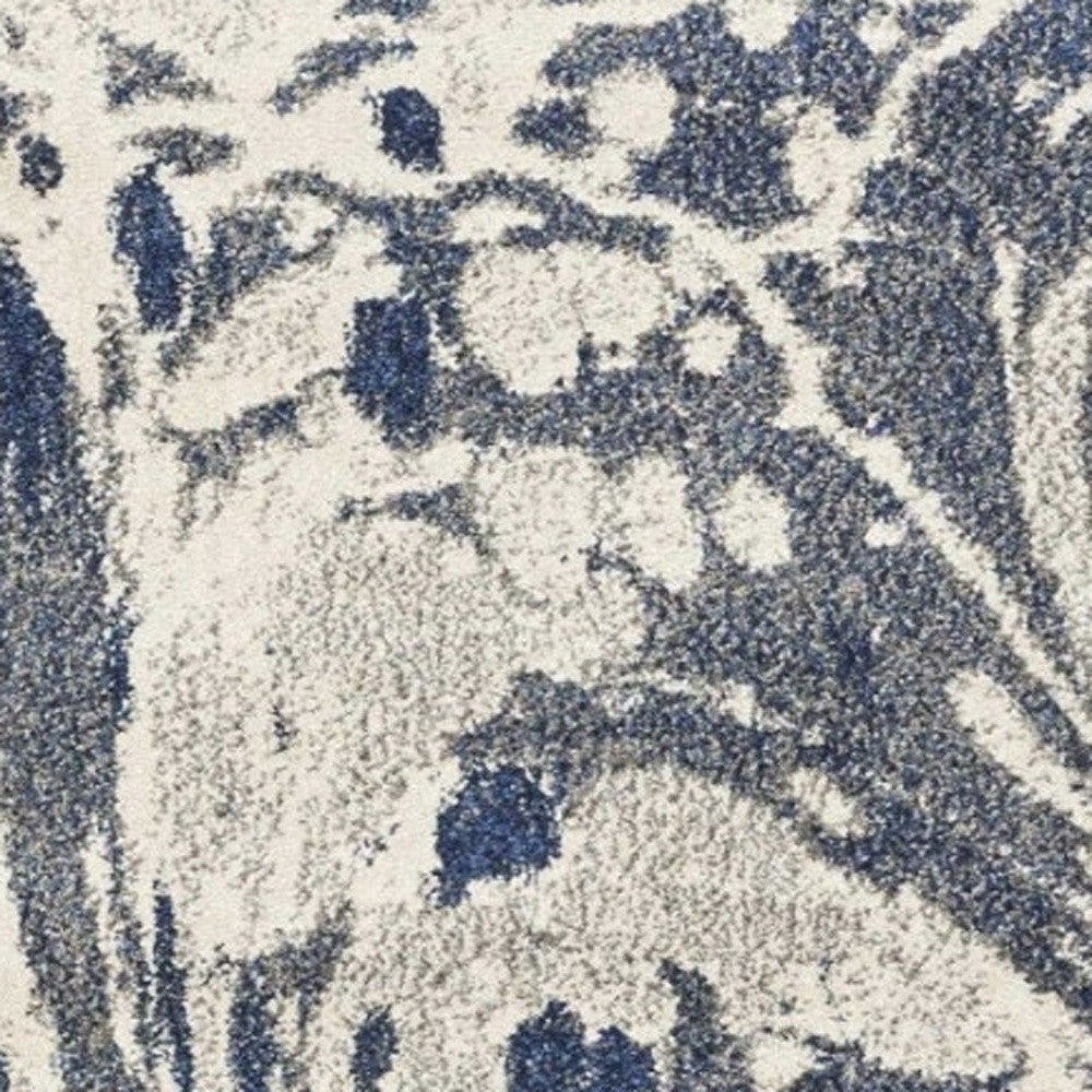 5' X 8' Blue Gray And Ivory Abstract Area Rug