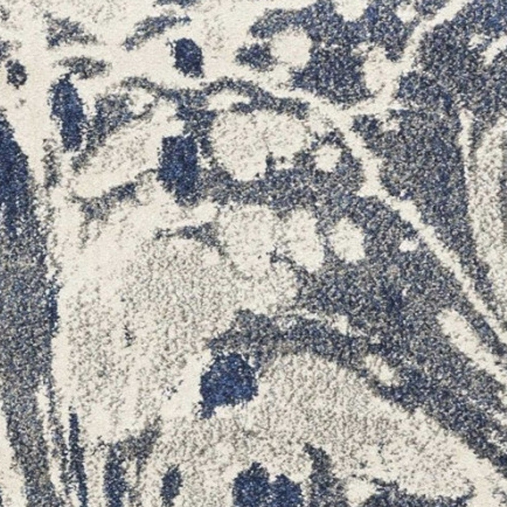 5' X 8' Blue Gray And Ivory Abstract Area Rug