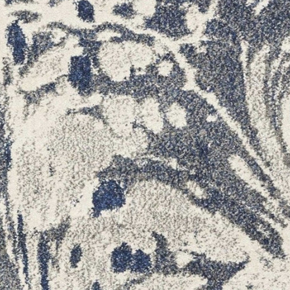 5' X 8' Blue Gray And Ivory Abstract Area Rug