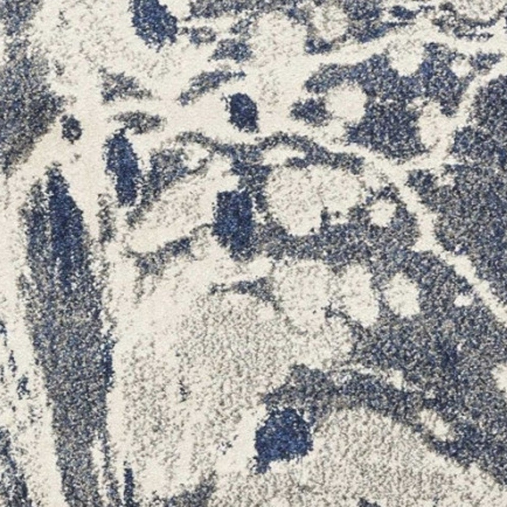 5' X 8' Blue Gray And Ivory Abstract Area Rug