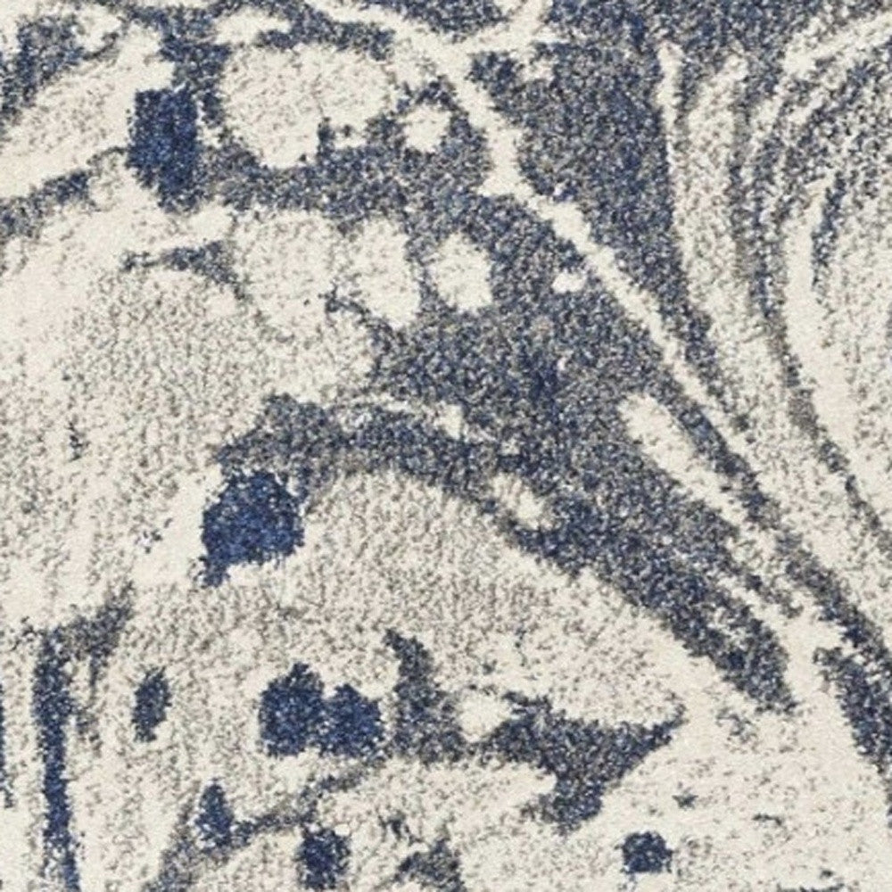 5' X 8' Blue Gray And Ivory Abstract Area Rug