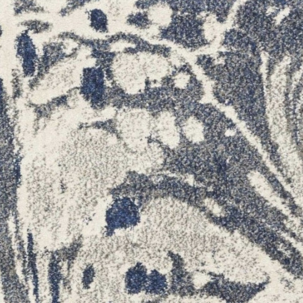 5' X 8' Blue Gray And Ivory Abstract Area Rug