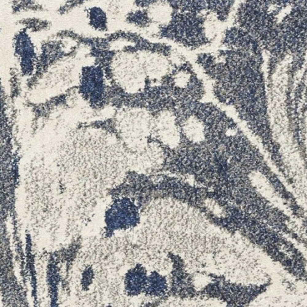 5' X 8' Blue Gray And Ivory Abstract Area Rug