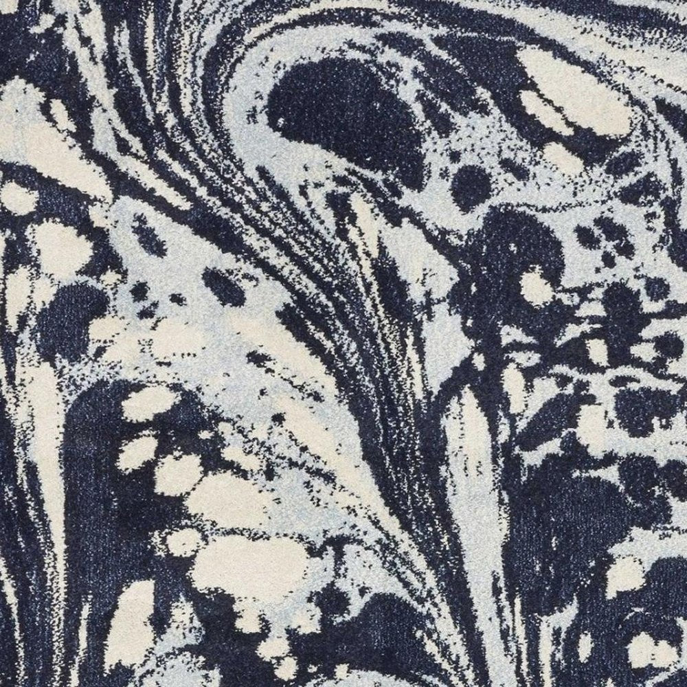 3' X 5' Blue And Ivory Abstract Area Rug