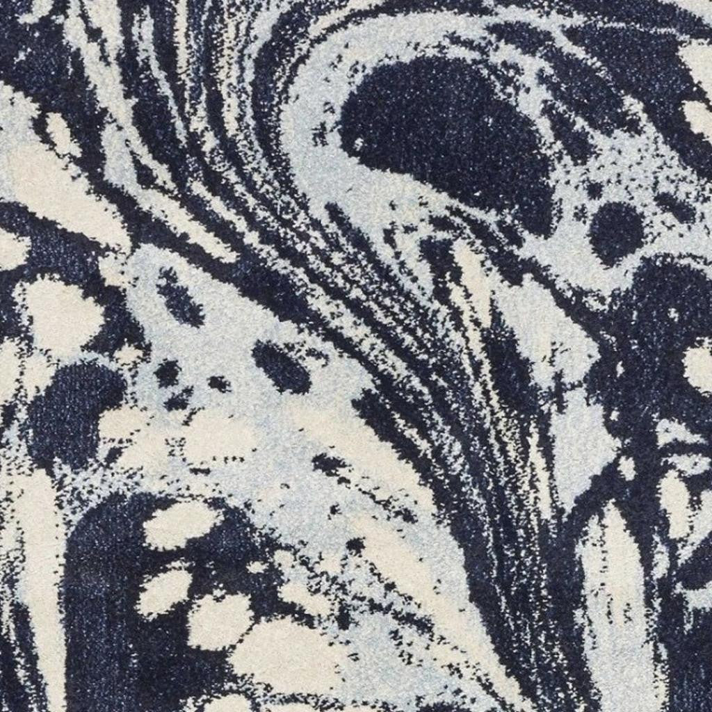 3' X 5' Blue And Ivory Abstract Area Rug