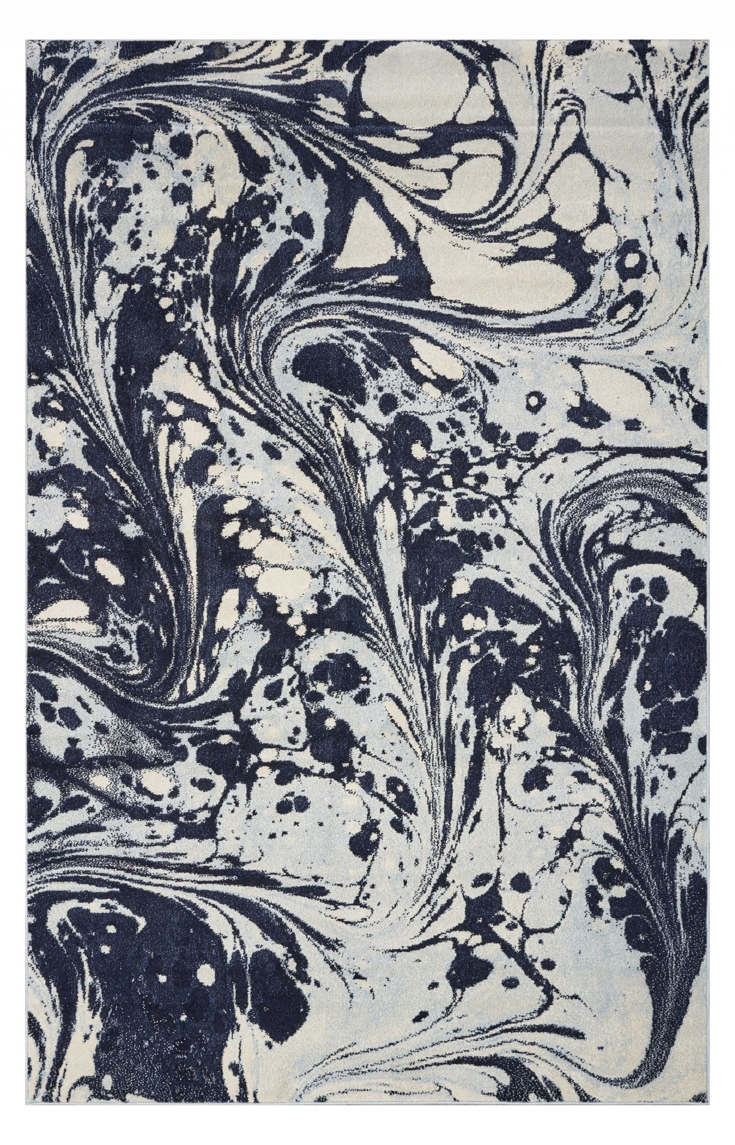 3' X 5' Blue And Ivory Abstract Area Rug
