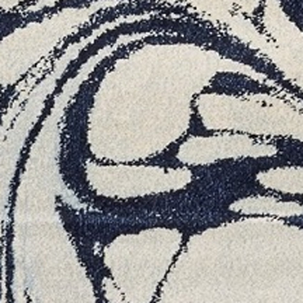 3' X 5' Blue And Ivory Abstract Area Rug