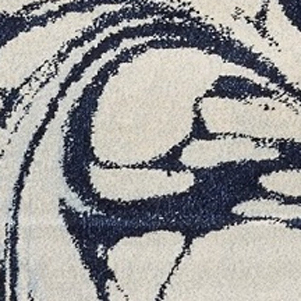 3' X 5' Blue And Ivory Abstract Area Rug