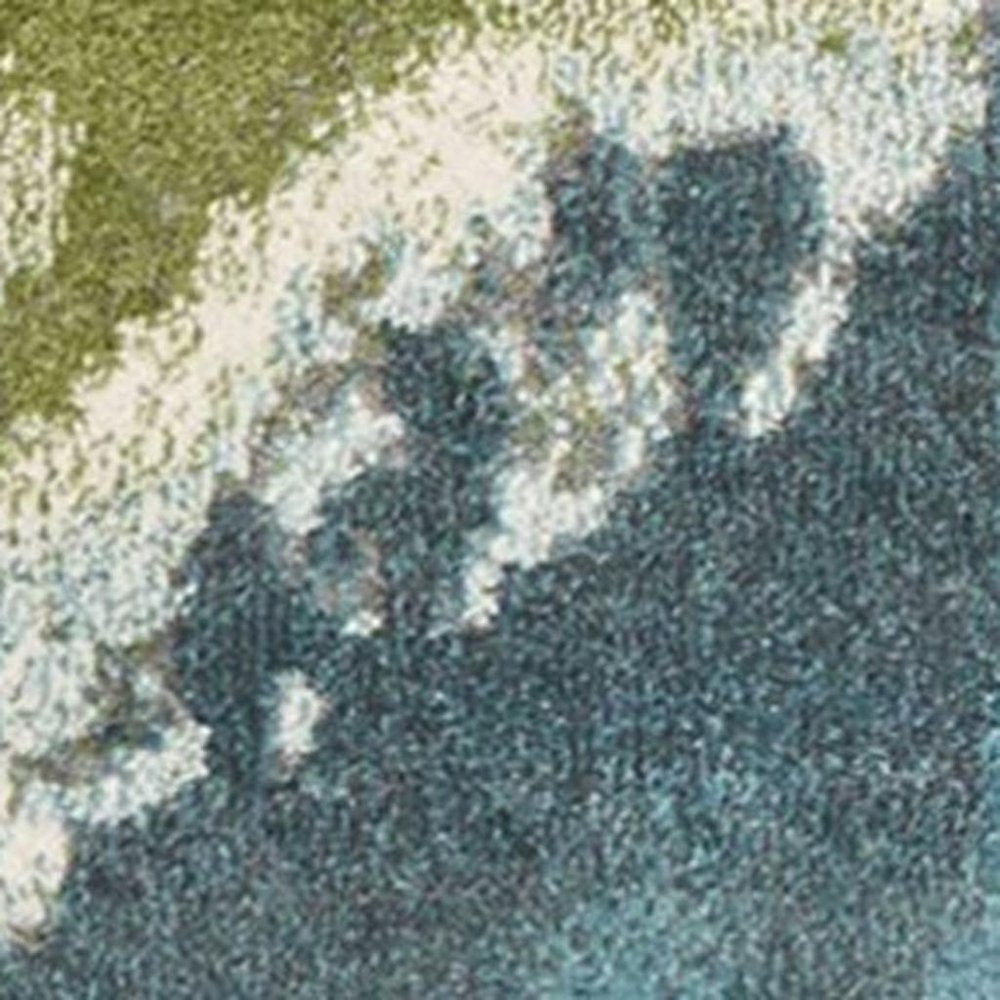 5' X 7' Teal Gray And Green Abstract Area Rug