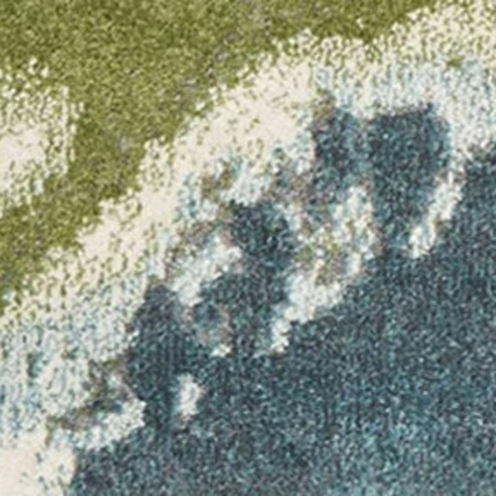 5' X 7' Teal Gray And Green Abstract Area Rug