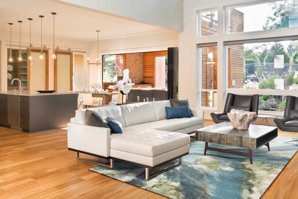 5' X 7' Teal Gray And Green Abstract Area Rug