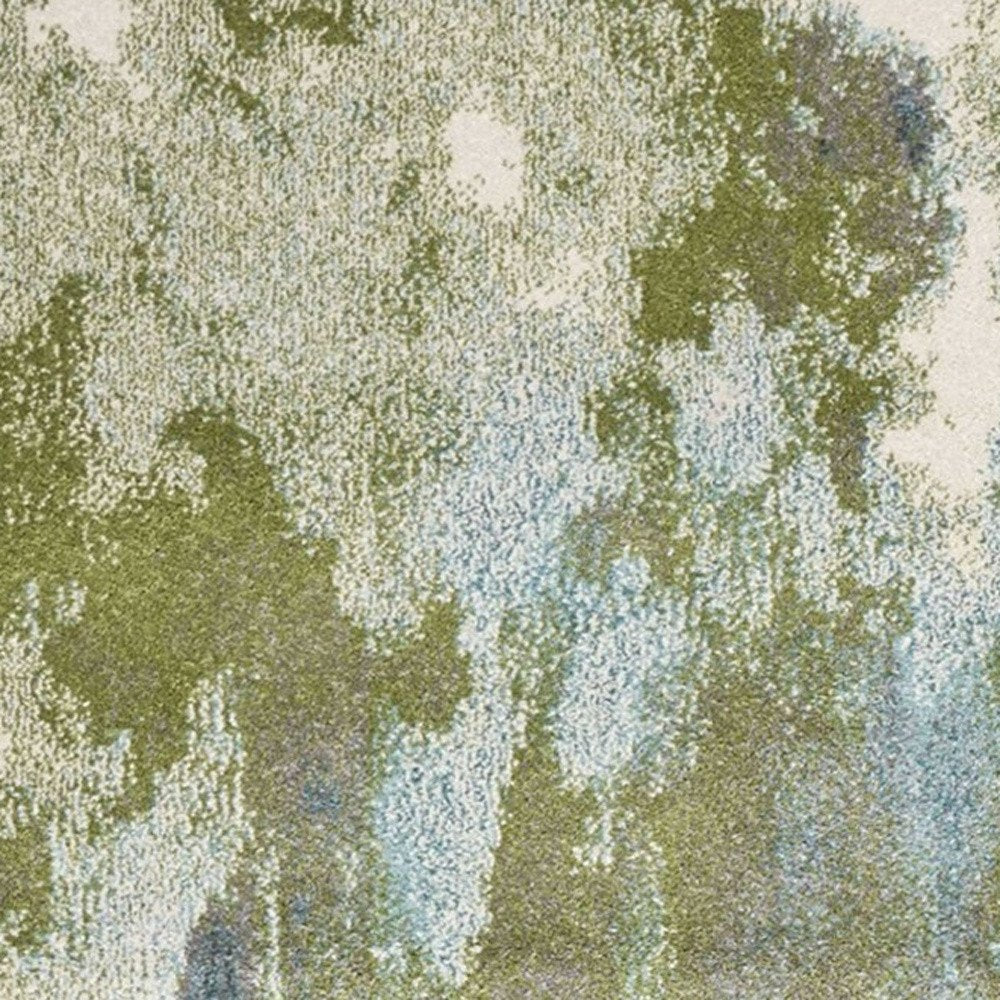 5' X 7' Teal Gray And Green Abstract Area Rug