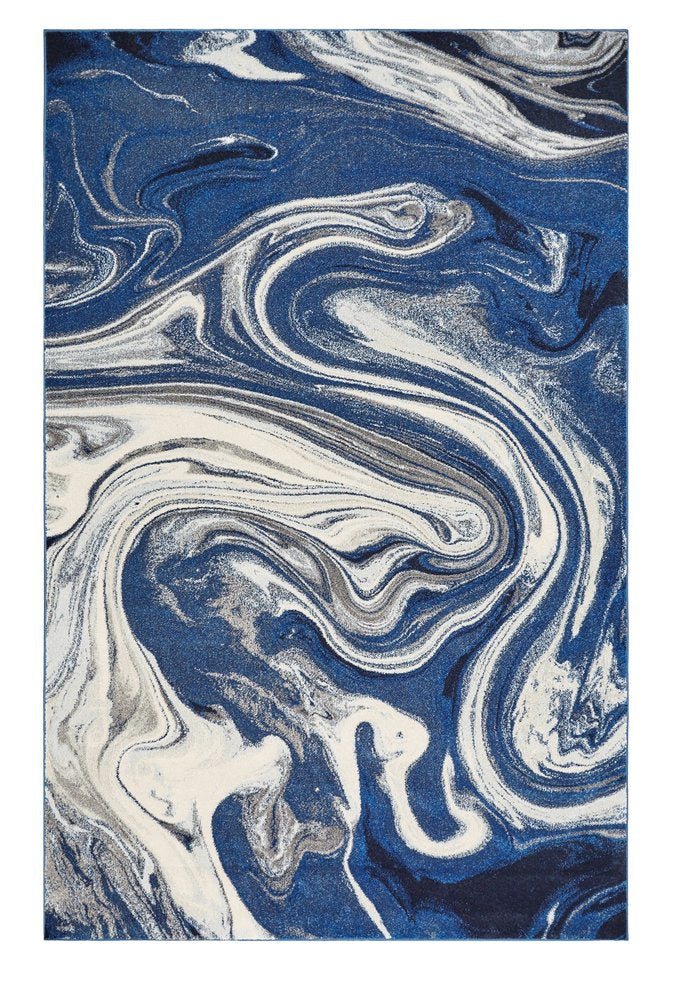 5' X 7' Blue And Beige Abstract Area Rug