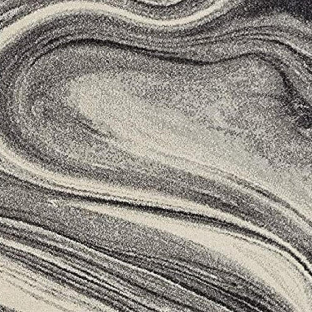 5' X 8' Ivory Black And Gray Abstract Area Rug