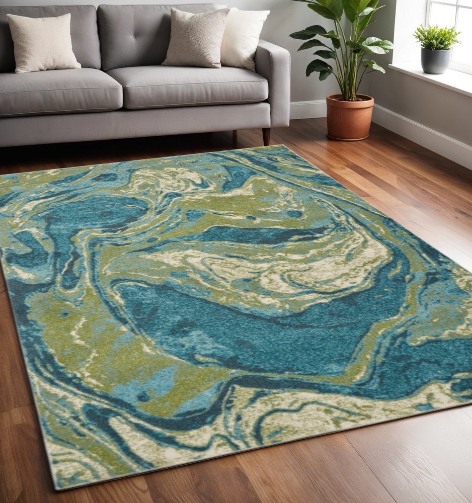 3' X 5' Multicoloured Abstract Shag Area Rug