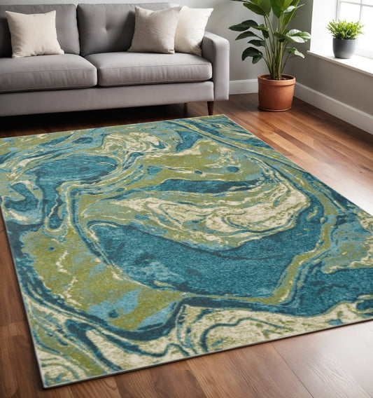 3' X 5' Multicoloured Abstract Shag Area Rug