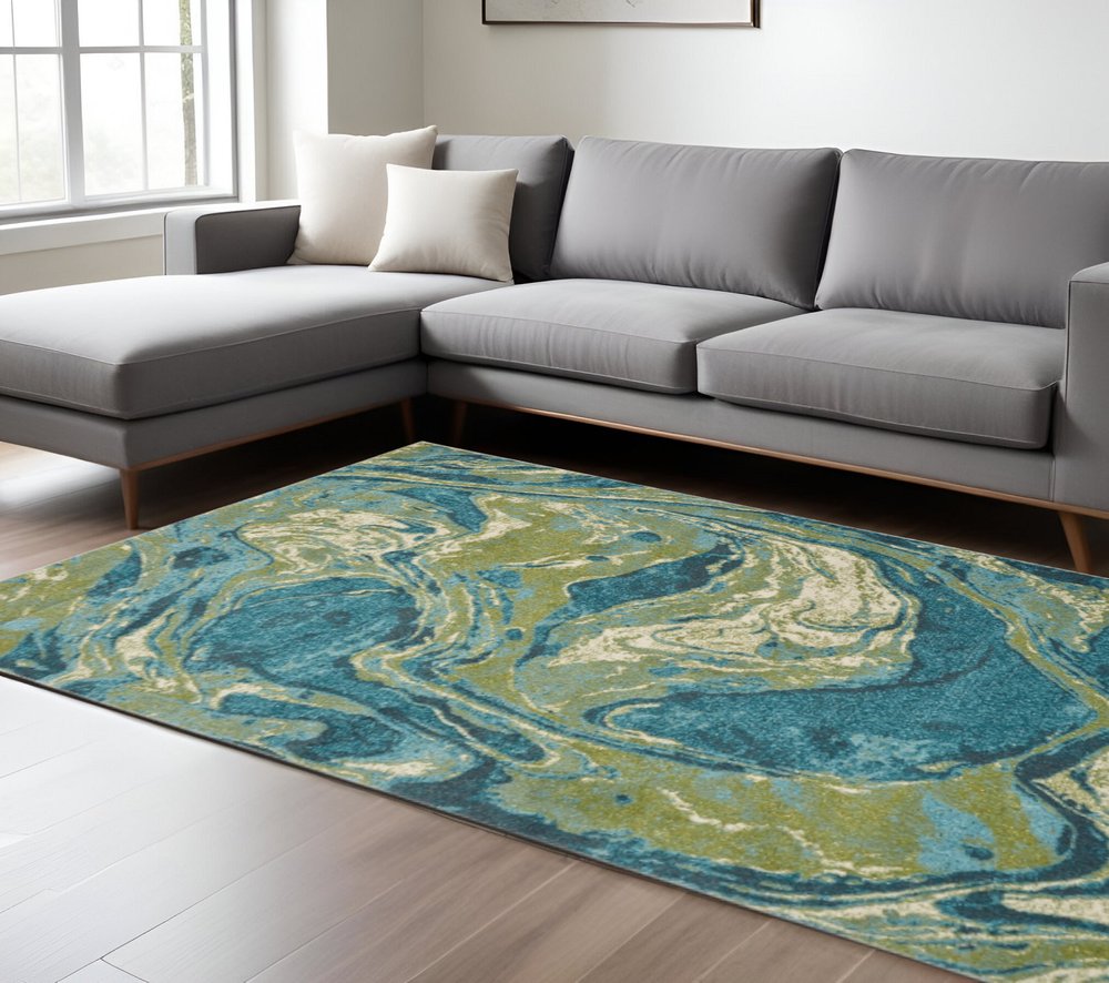 3' X 5' Multicoloured Abstract Shag Area Rug