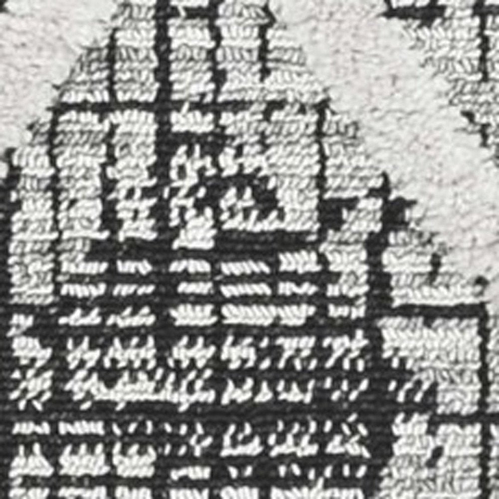 8' X 11' Cream And Charcoal Geometric Area Rug