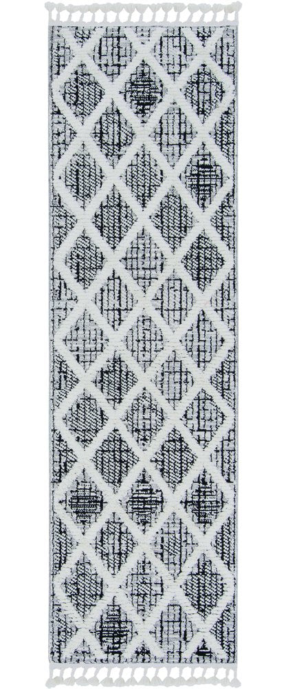 8' X 11' Cream And Charcoal Geometric Area Rug