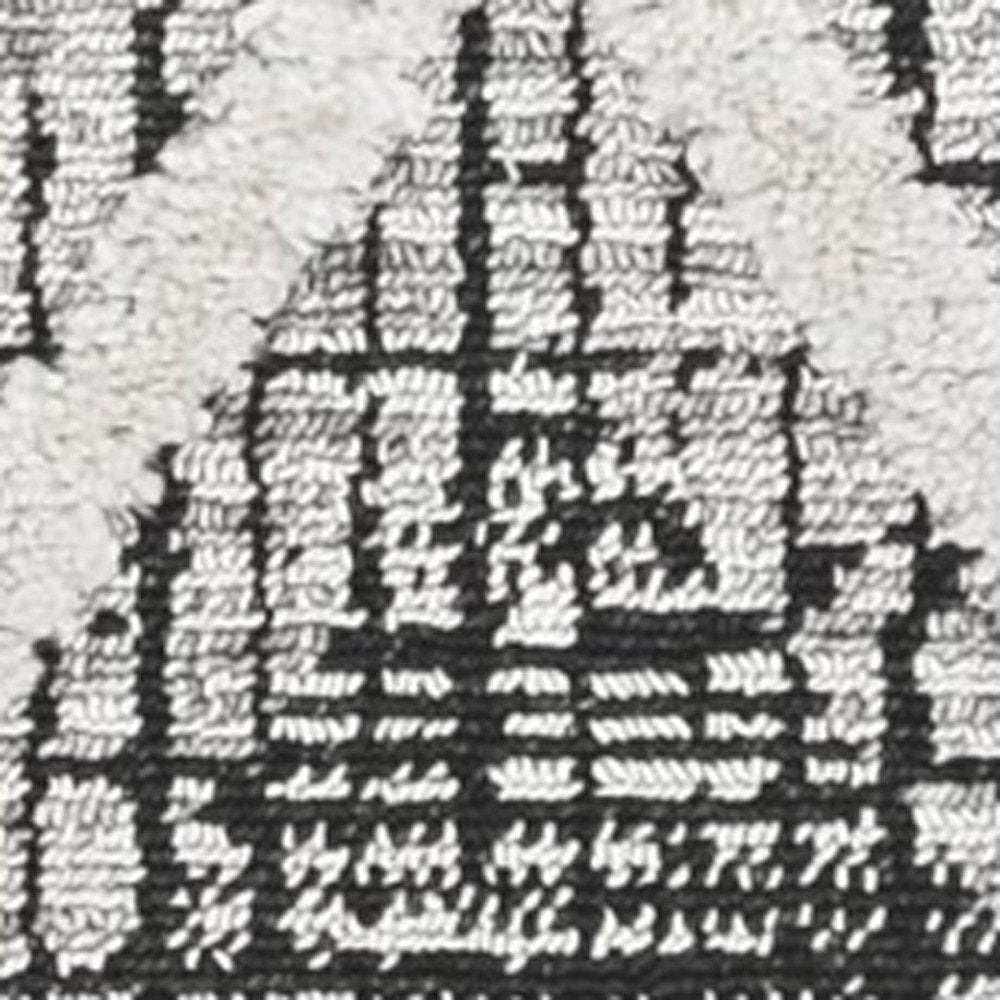 8' X 11' Cream And Charcoal Geometric Area Rug