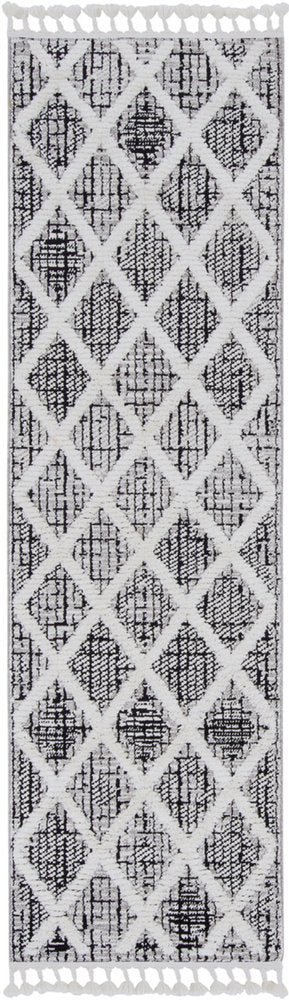 8' X 11' Cream And Charcoal Geometric Area Rug