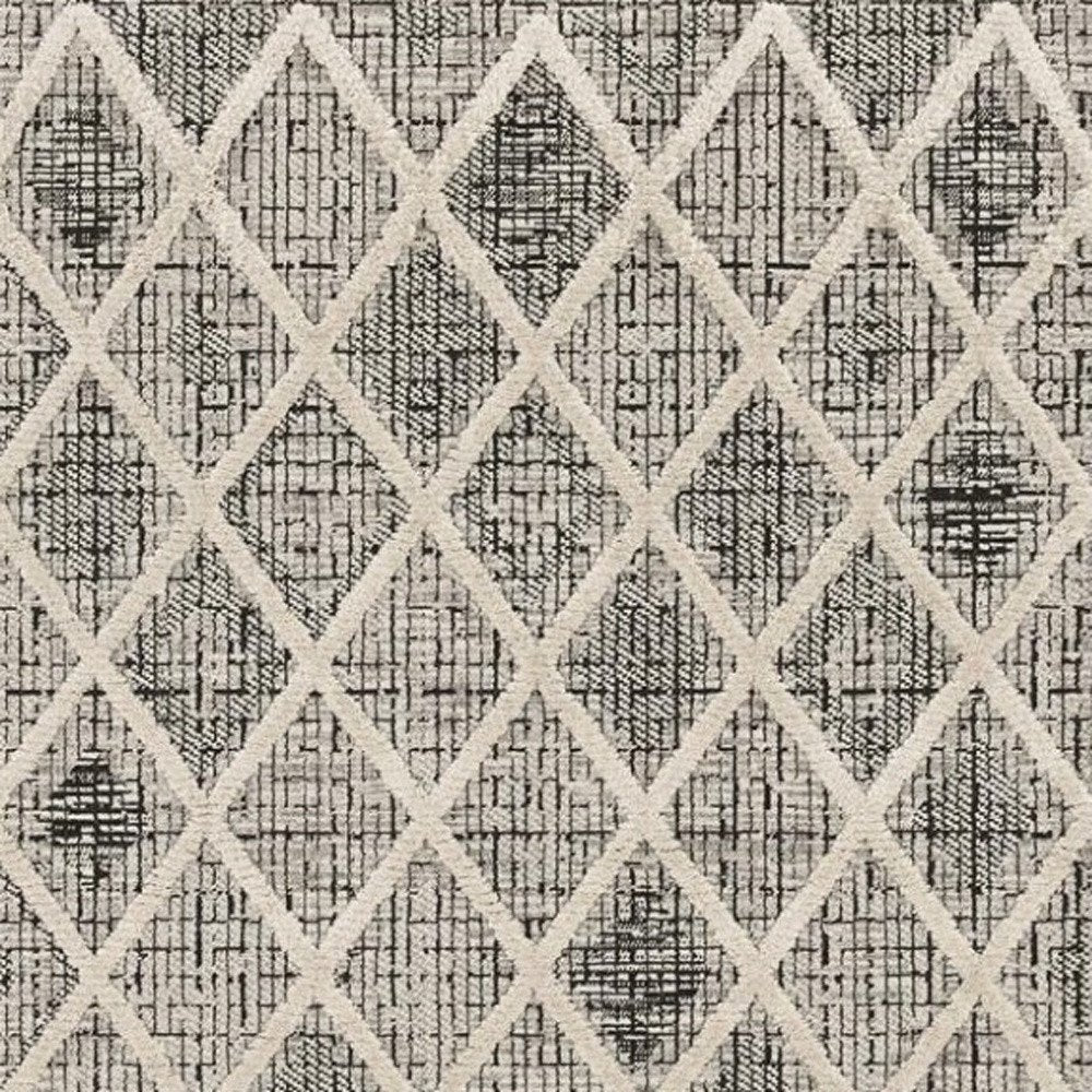 8' X 11' Cream And Charcoal Geometric Area Rug