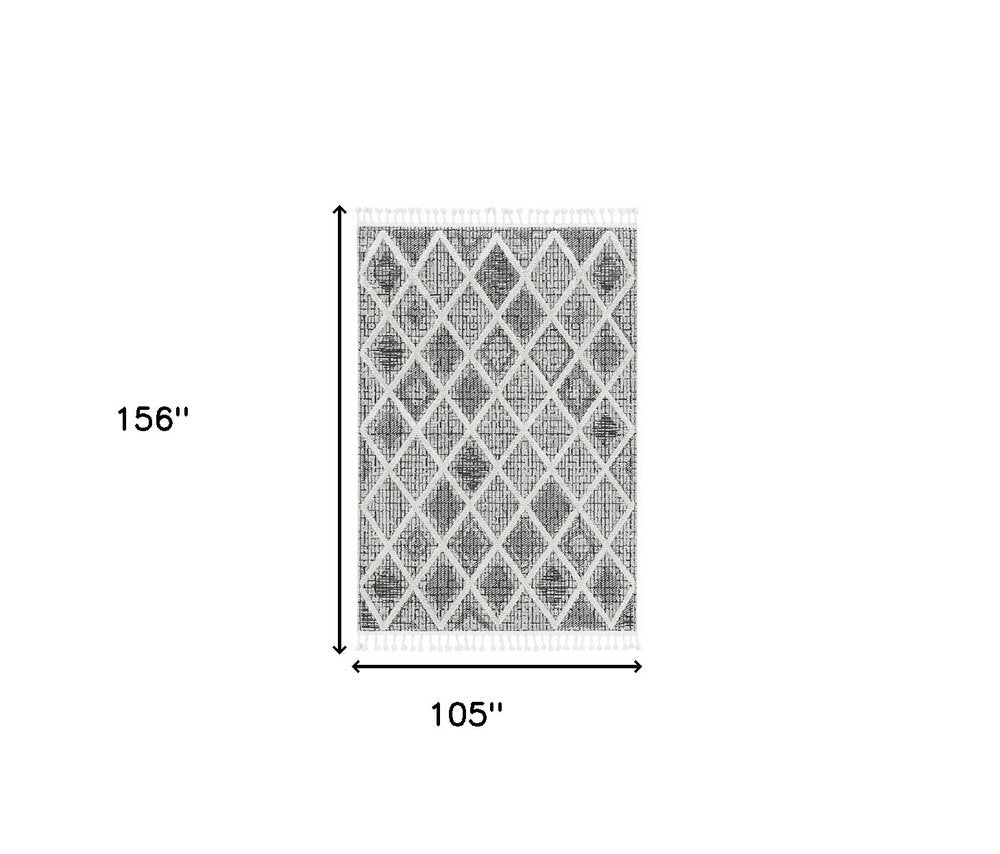 8' X 11' Cream And Charcoal Geometric Area Rug