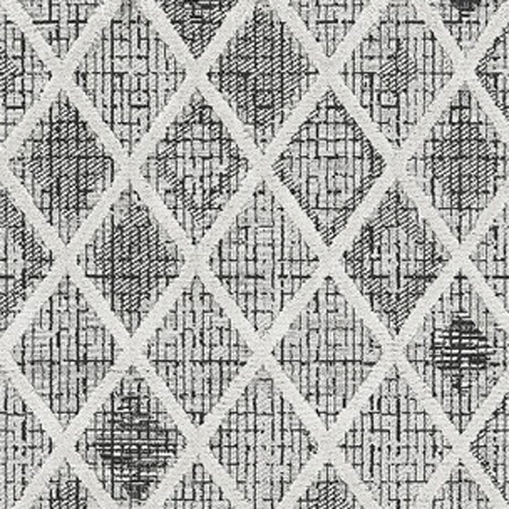 8' X 11' Cream And Charcoal Geometric Area Rug