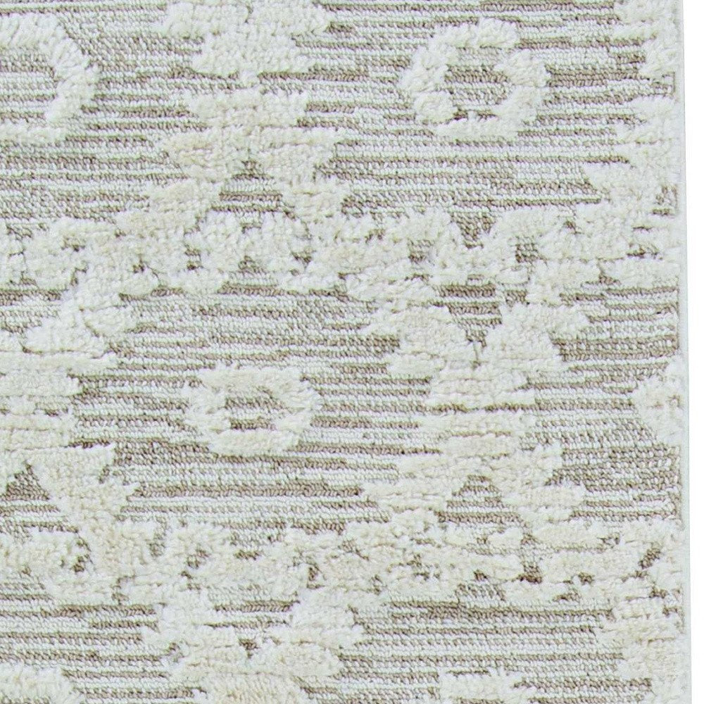9' X 13' Beige and Ivory Geometric Area Rug