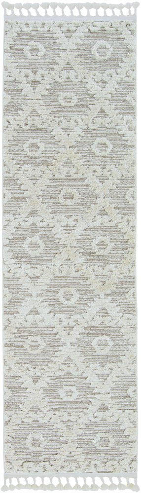 9' X 13' Beige and Ivory Geometric Area Rug