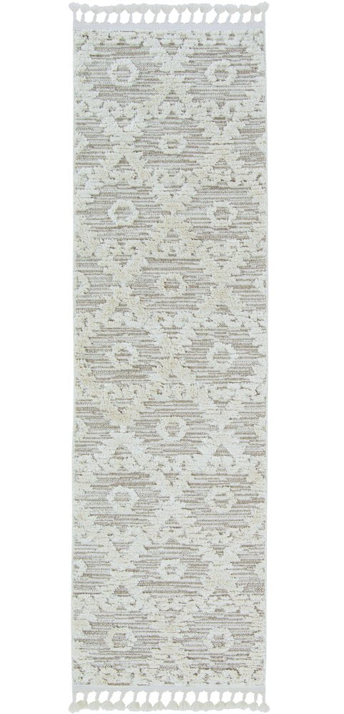 9' X 13' Beige and Ivory Geometric Area Rug