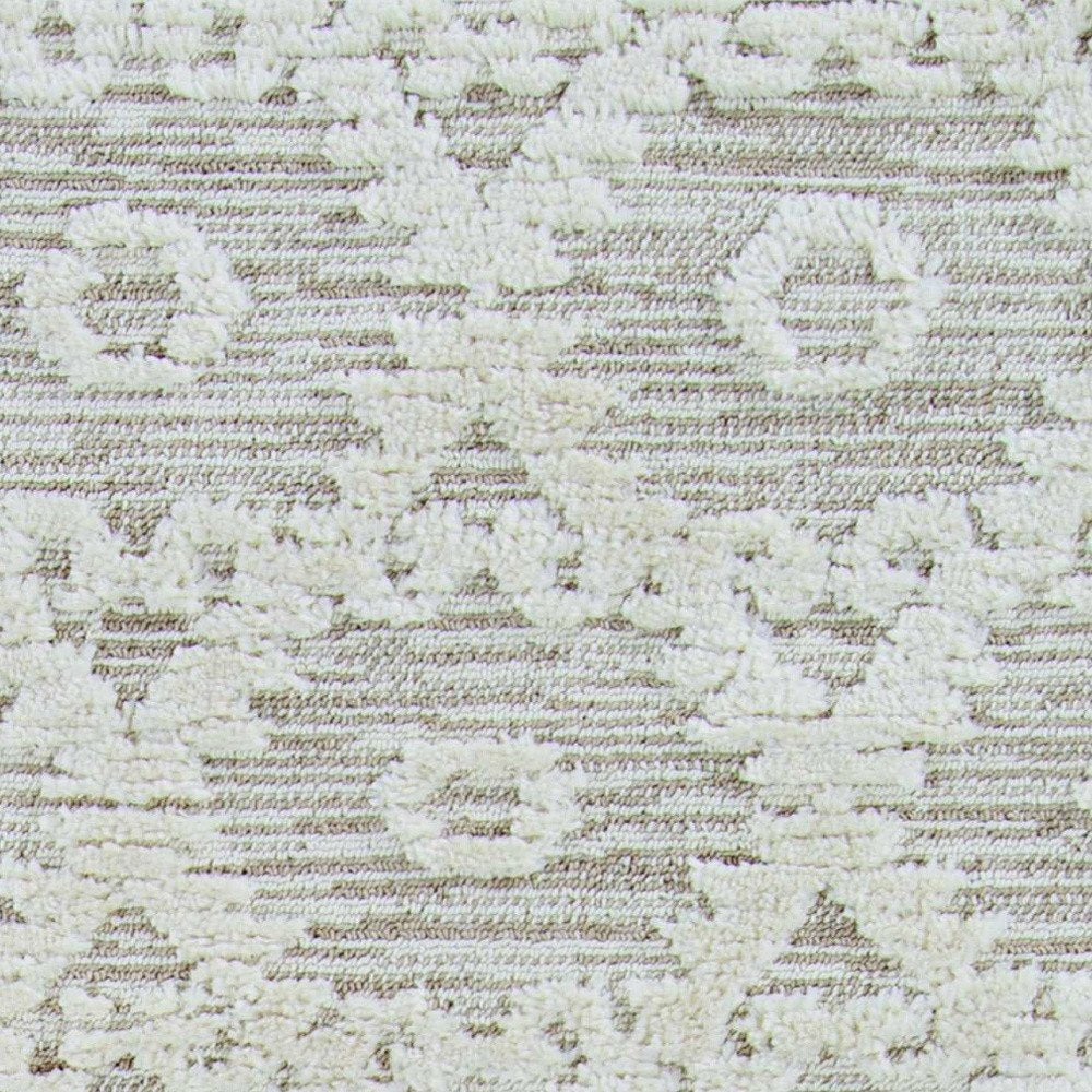 9' X 13' Beige and Ivory Geometric Area Rug
