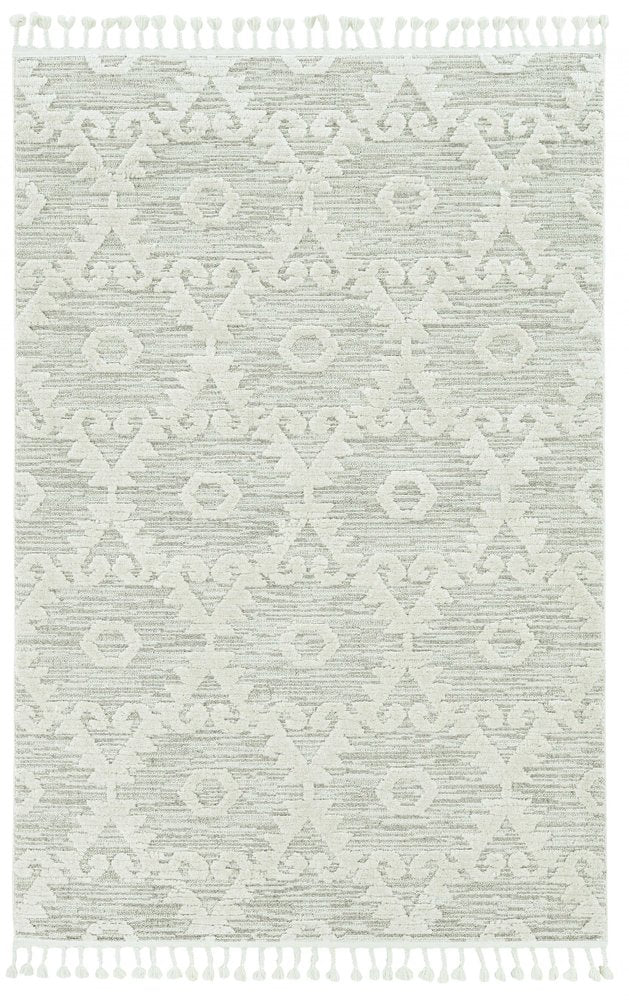9' X 13' Beige and Ivory Geometric Area Rug