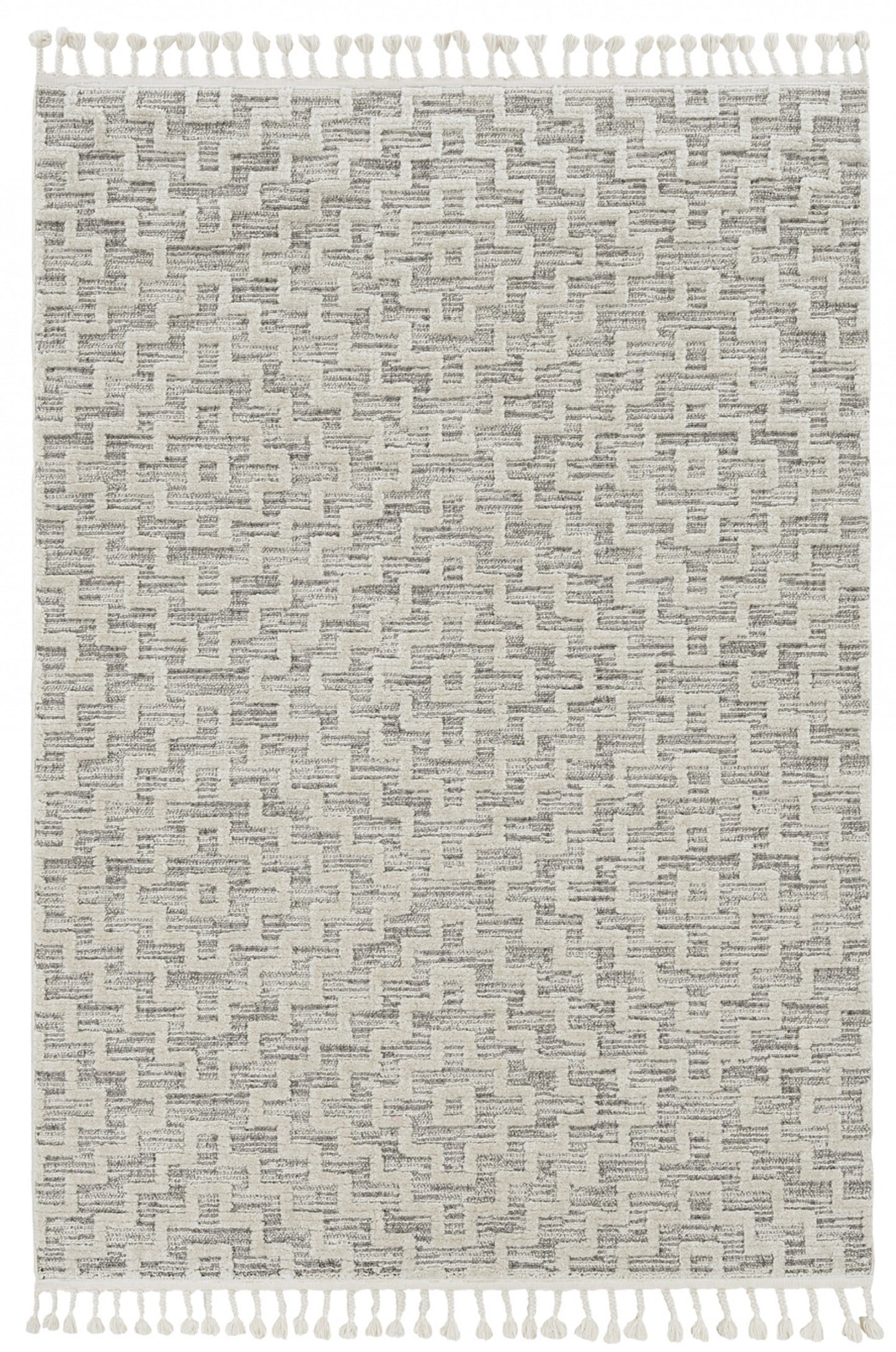 12' X 15' Gray and Ivory Geometric Area Rug
